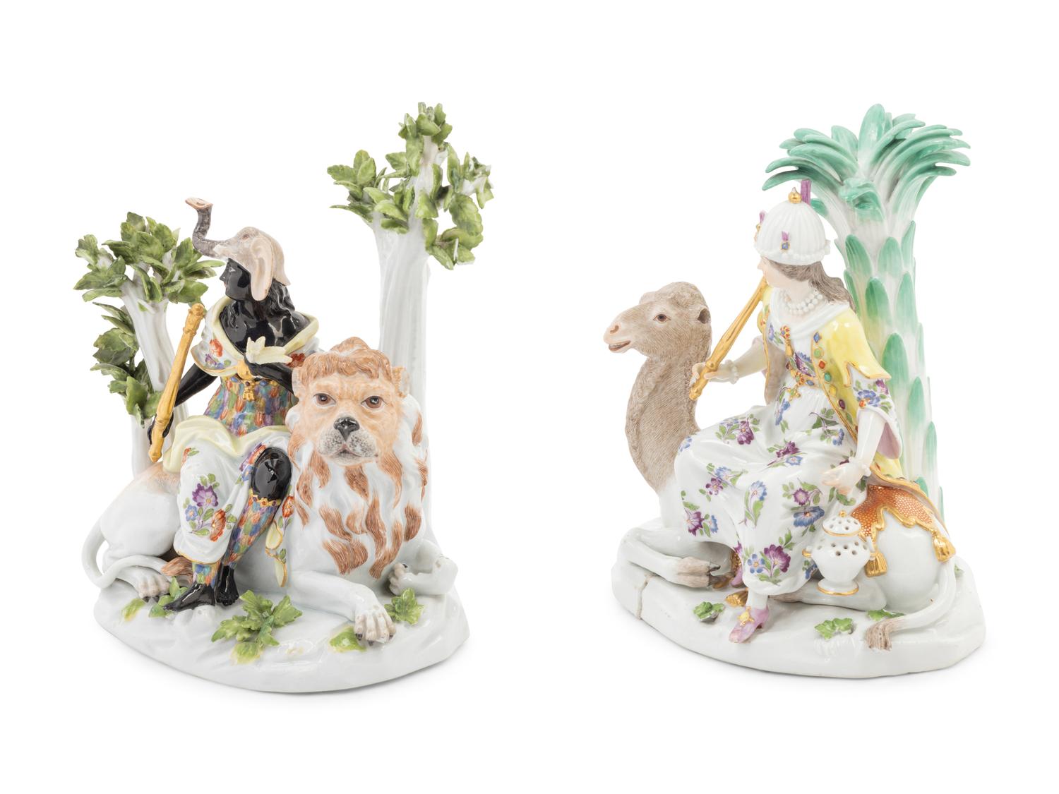 A Pair of Meissen Porcelain Figural Groups