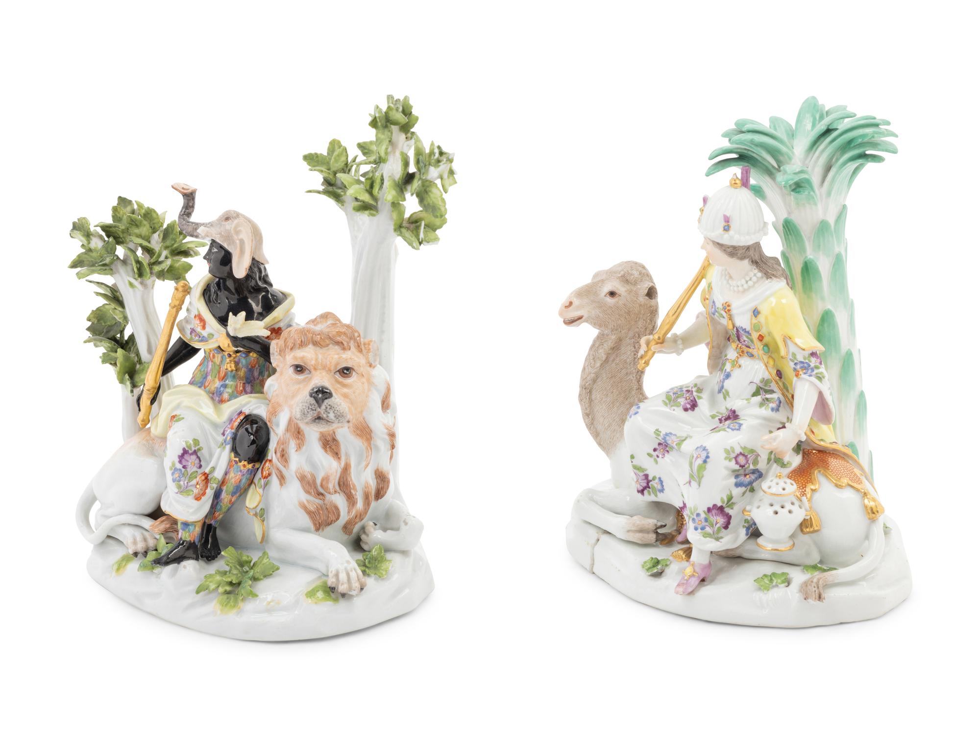 A Pair of Meissen Porcelain Figural Groups