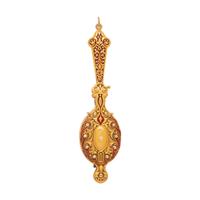 ANTIQUE, YELLOW GOLD, RED ENAMEL AND DIAMOND LORGNETTE