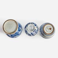 Two Chinese blue and white porcelain jars and one bowl Kangxi period and later