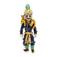 Verdura, Polychrome Enamel, Emerald, and Seed Pearl Maharaja Brooch