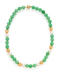 JADE, CULTURED PEARL AND DIAMOND NECKLACE