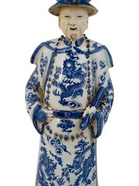 A Group of Three Chinese Blue and White Porcelain Figures of Officials — 20TH CENTURY