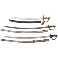US Model 1840 Cavalry Saber, Reproduction Artillery Saber, and 1860 Pattern Saber of Modern Production