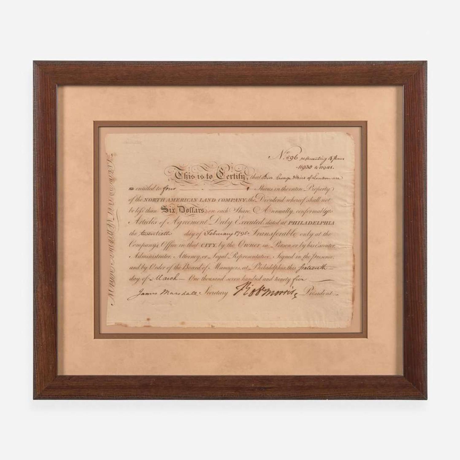 [Declaration of Independence] [Pennsylvania] Morris, Robert Partially-Printed Document, signed