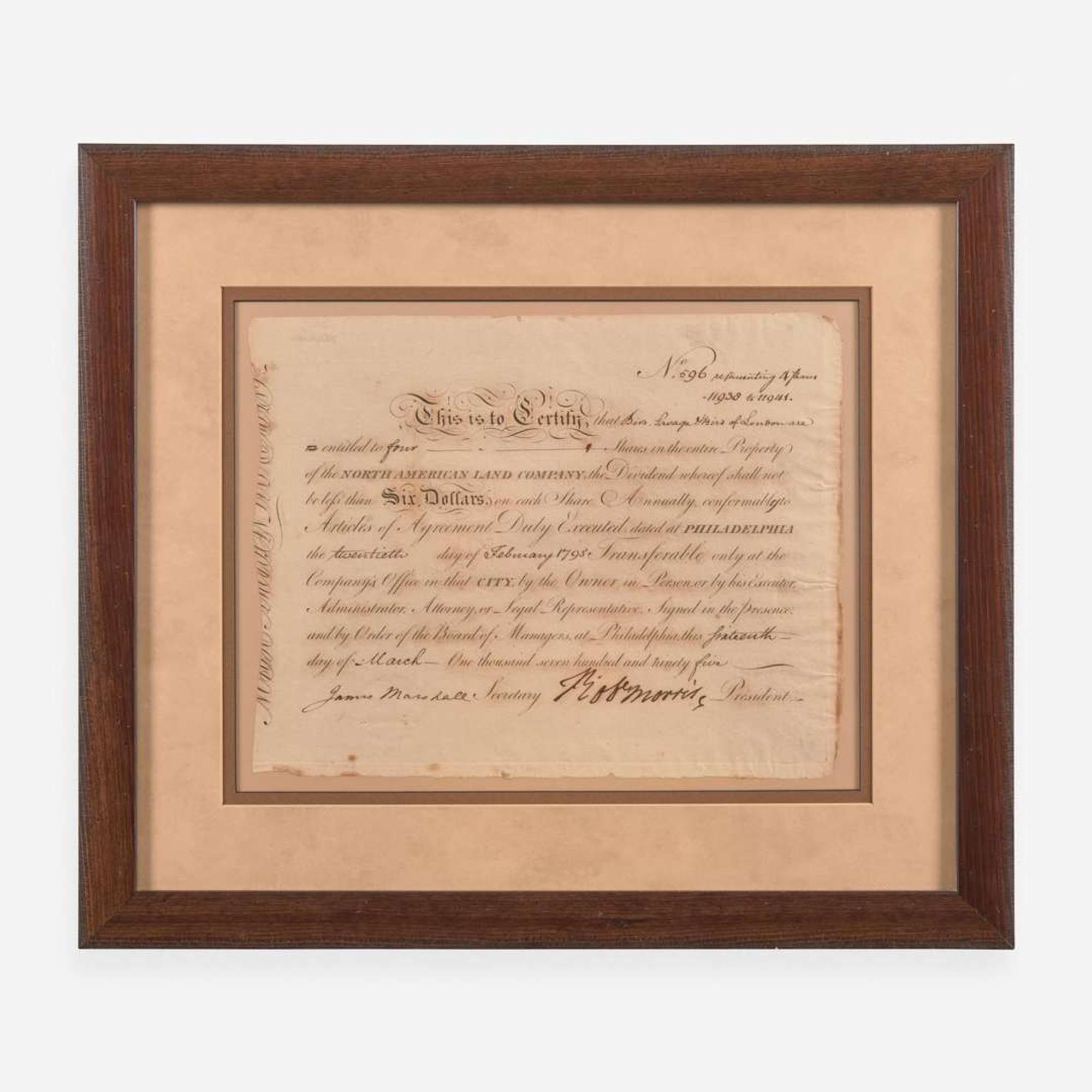 [Declaration of Independence] [Pennsylvania] Morris, Robert Partially-Printed Document, signed