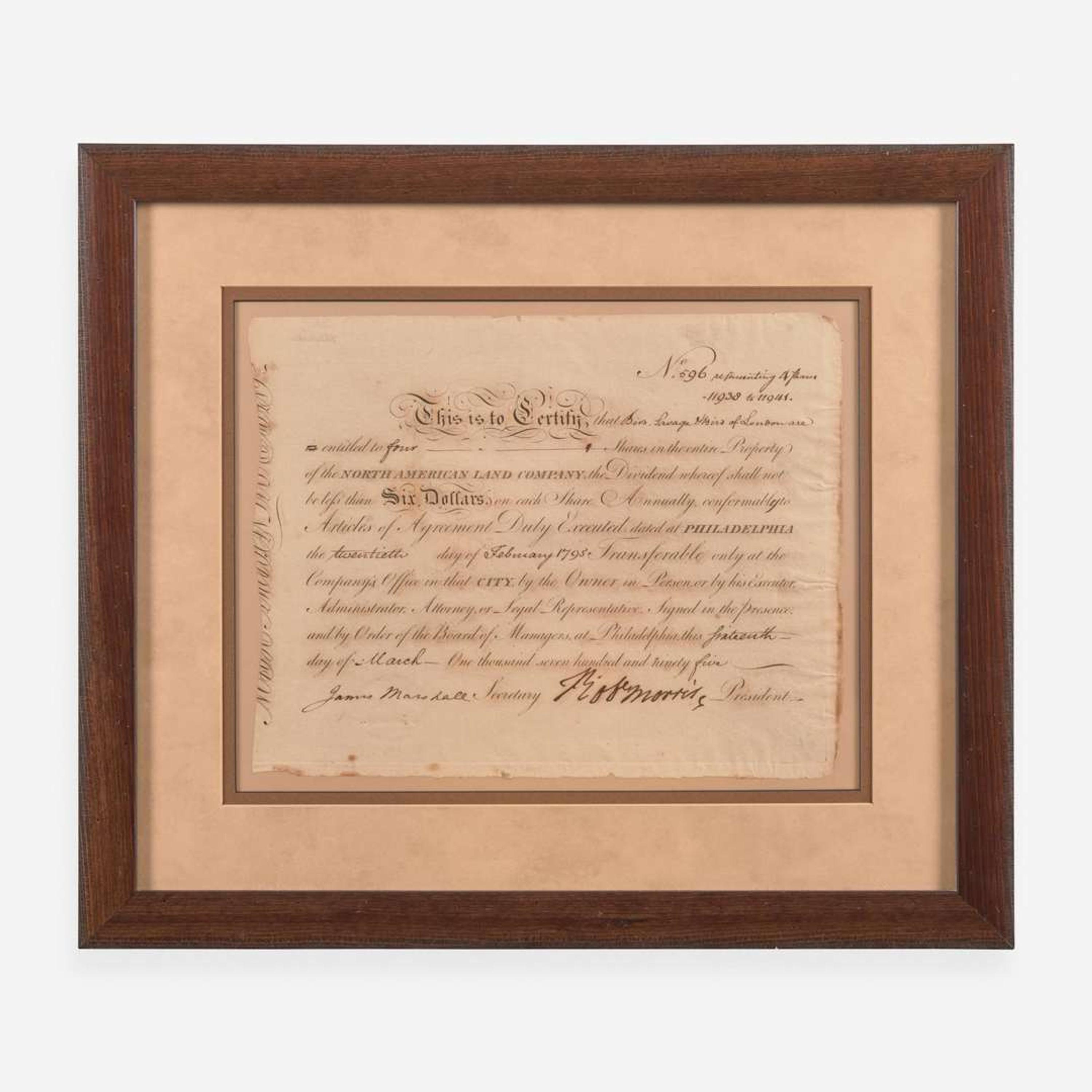 [Declaration of Independence] [Pennsylvania] Morris, Robert Partially-Printed Document, signed