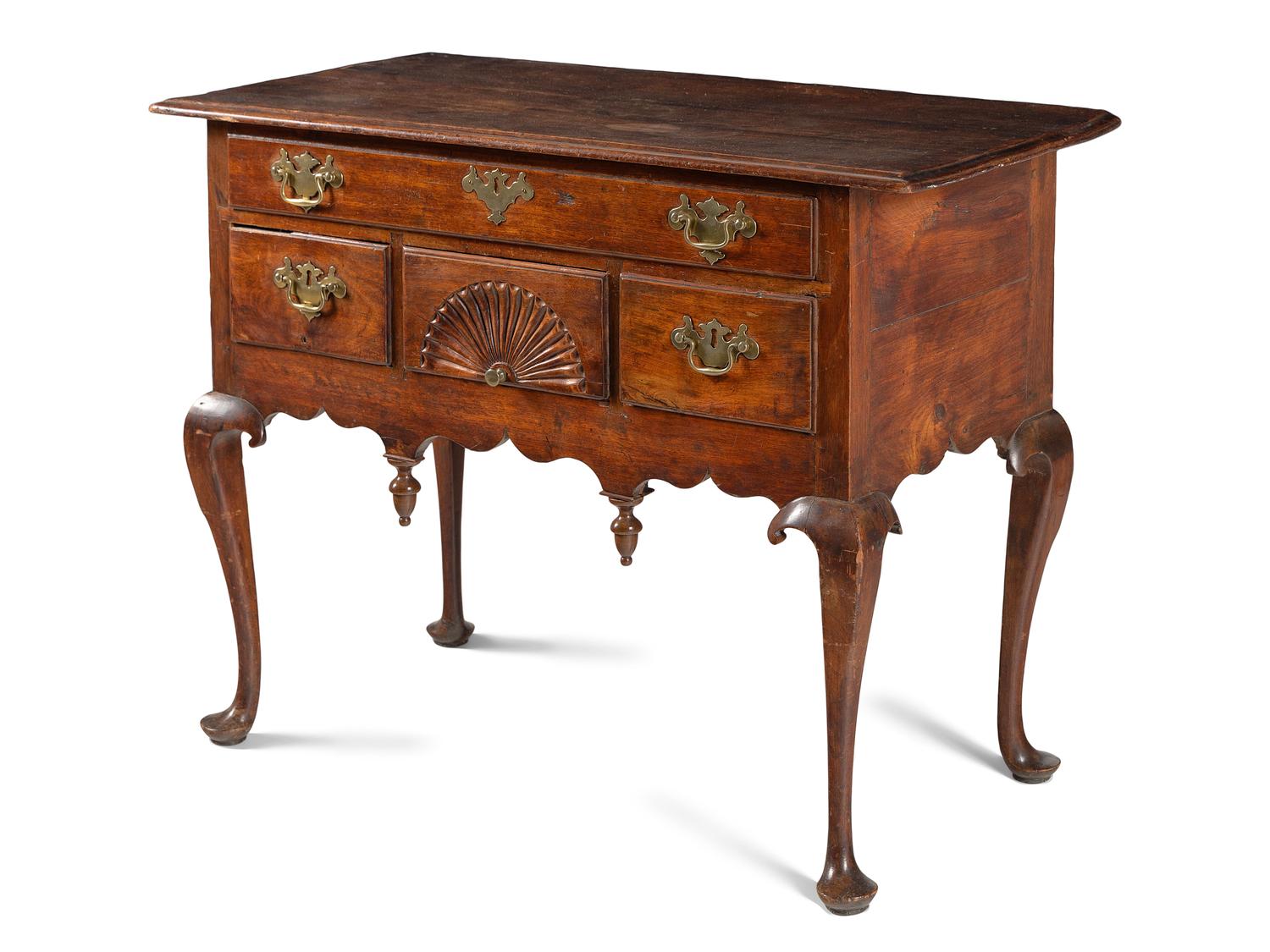 A Queen Anne Fan-Carved Walnut Dressing Table