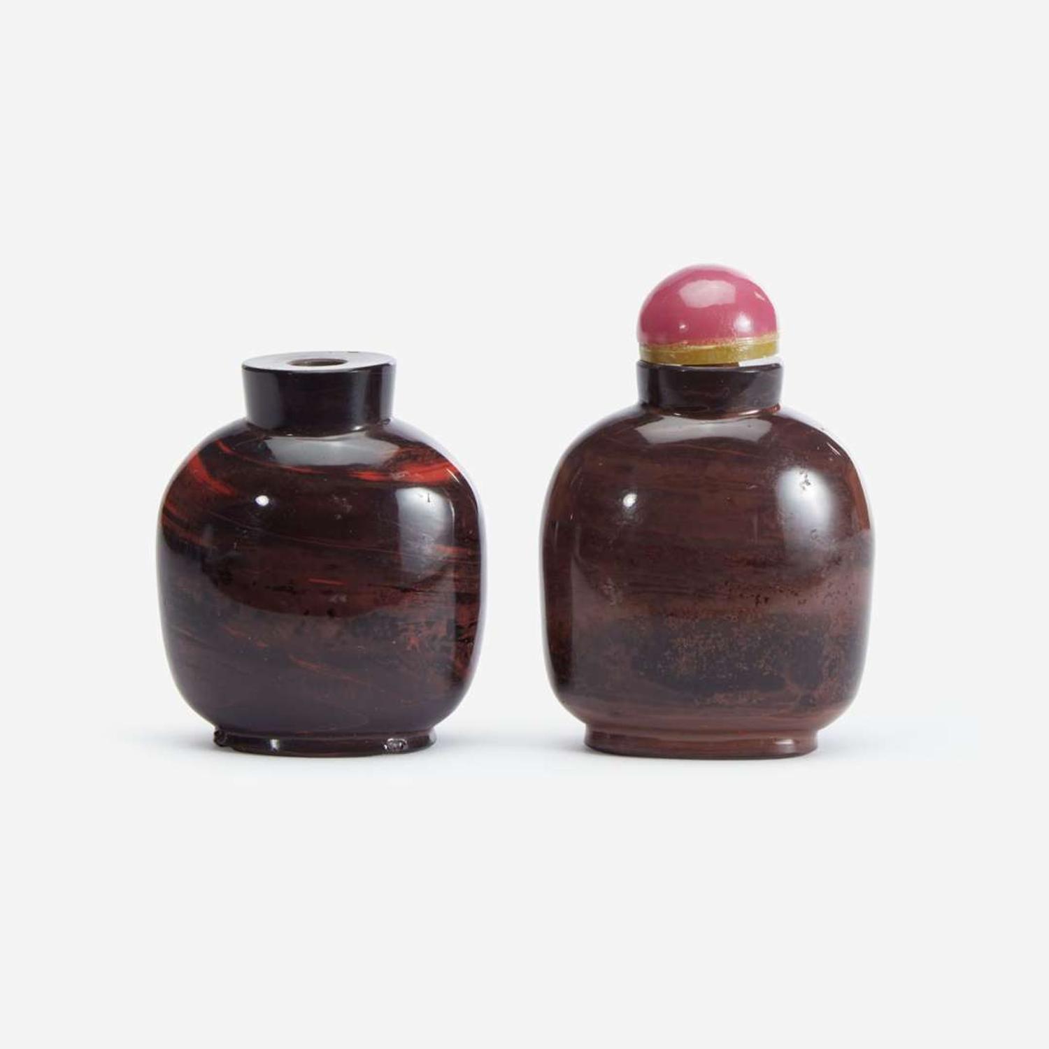 Two Chinese realgar-type glass snuff bottles