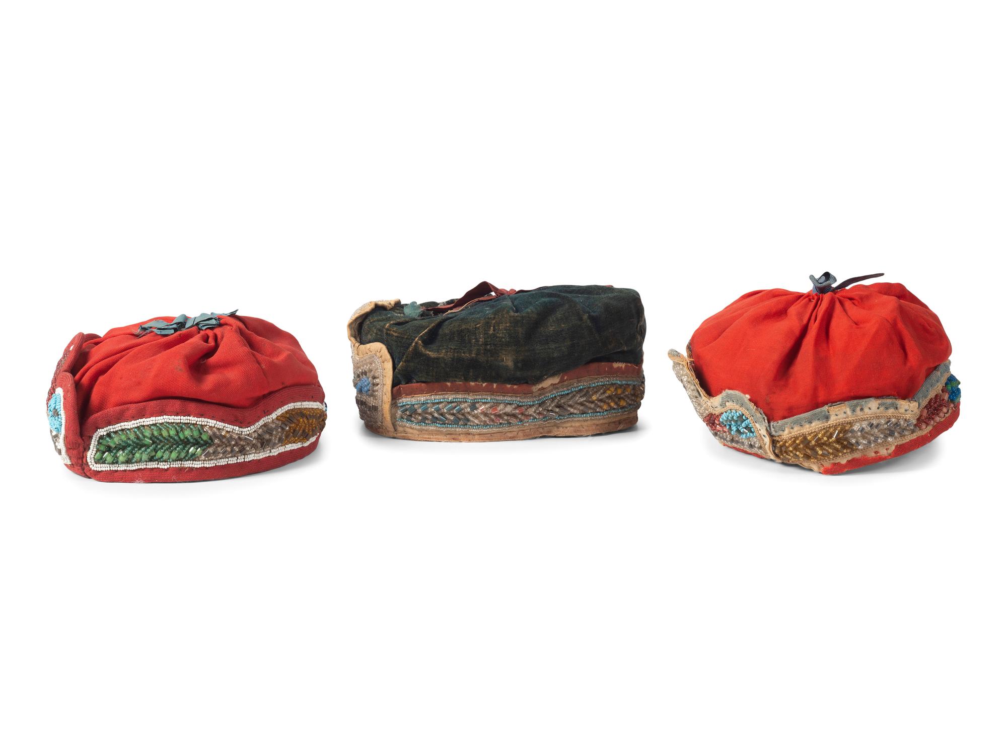 Anishinaabe and Tuscarora Beaded Cotton Caps