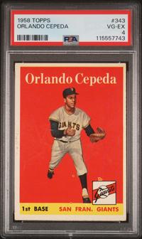 A 1958 Topps Orlando Cepeda Rookie Baseball Card No. 343 (PSA 4 VG-EX) from The Collection of David Eisenhower