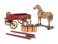 An American Milk Company Horse and Wagon Pull Toy