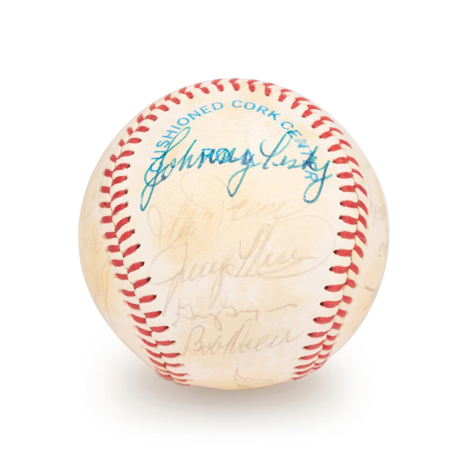 A Boston Red Sox Multi Signed Autograph Baseball With 20 Signatures Including Ted Williams (Beckett Authentication Services Letter BAS Certified),