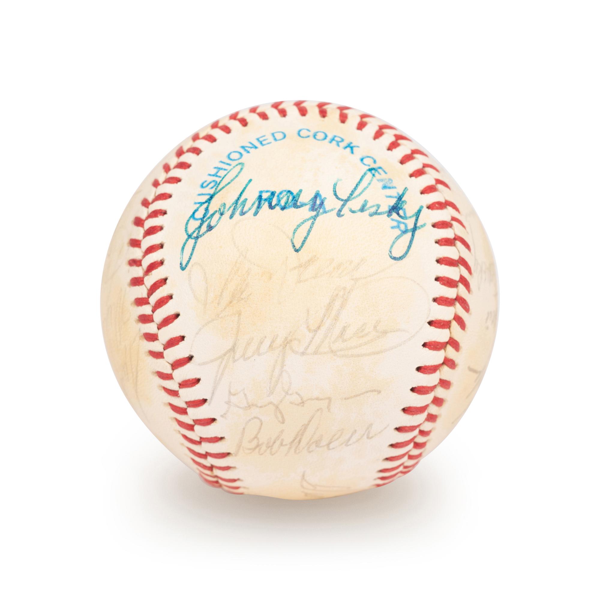 A Boston Red Sox Multi Signed Autograph Baseball With 20 Signatures Including Ted Williams (Beckett Authentication Services Letter BAS Certified),