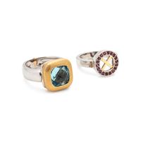 COLLECTION OF BICOLOR GOLD AND GEMSTONE RINGS