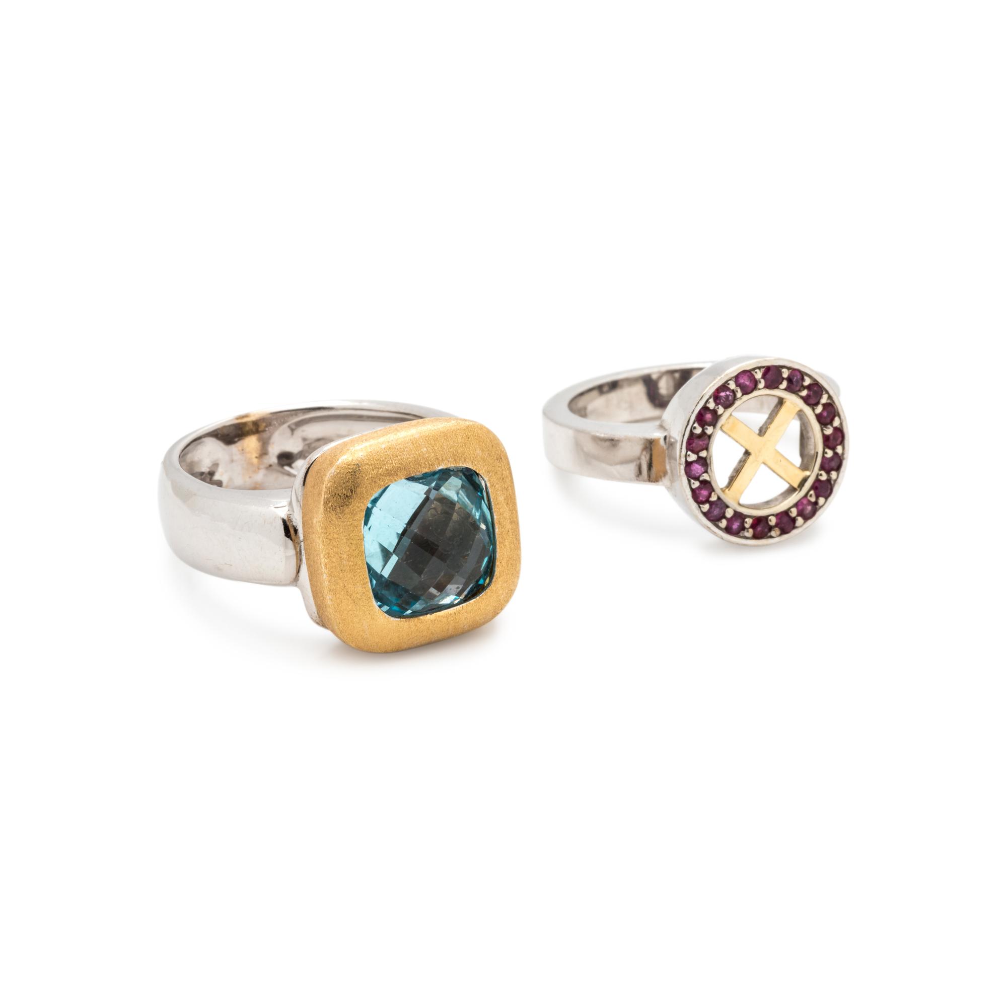 COLLECTION OF BICOLOR GOLD AND GEMSTONE RINGS