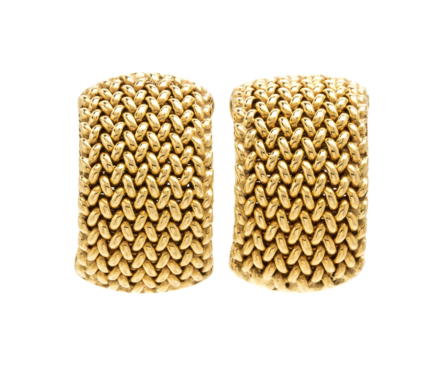 A Pair of 14 Karat Yellow Gold Earclips, 11.00 dwts.