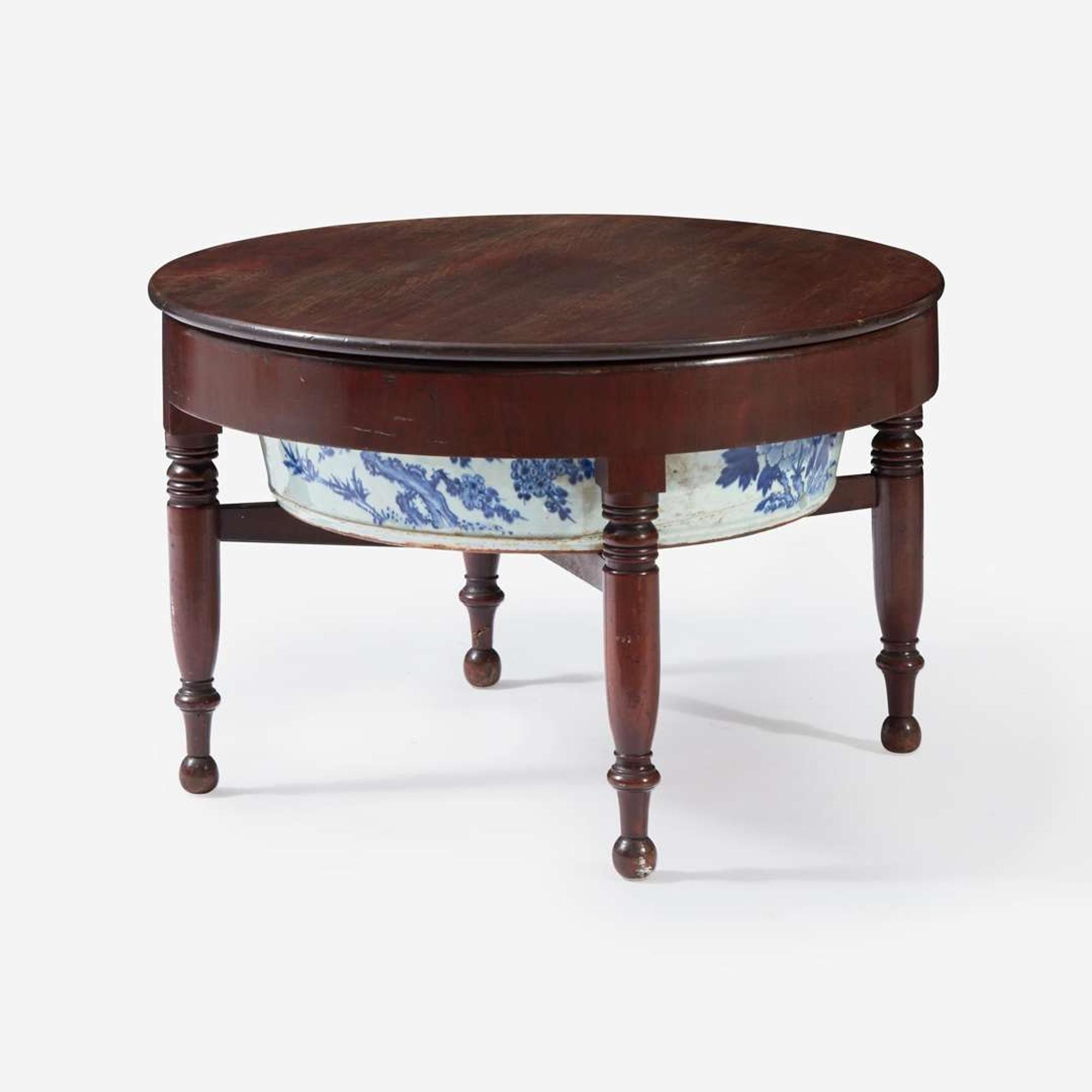 A William IV Mahogany Wash Stand with Canton Export Porcelain Basin