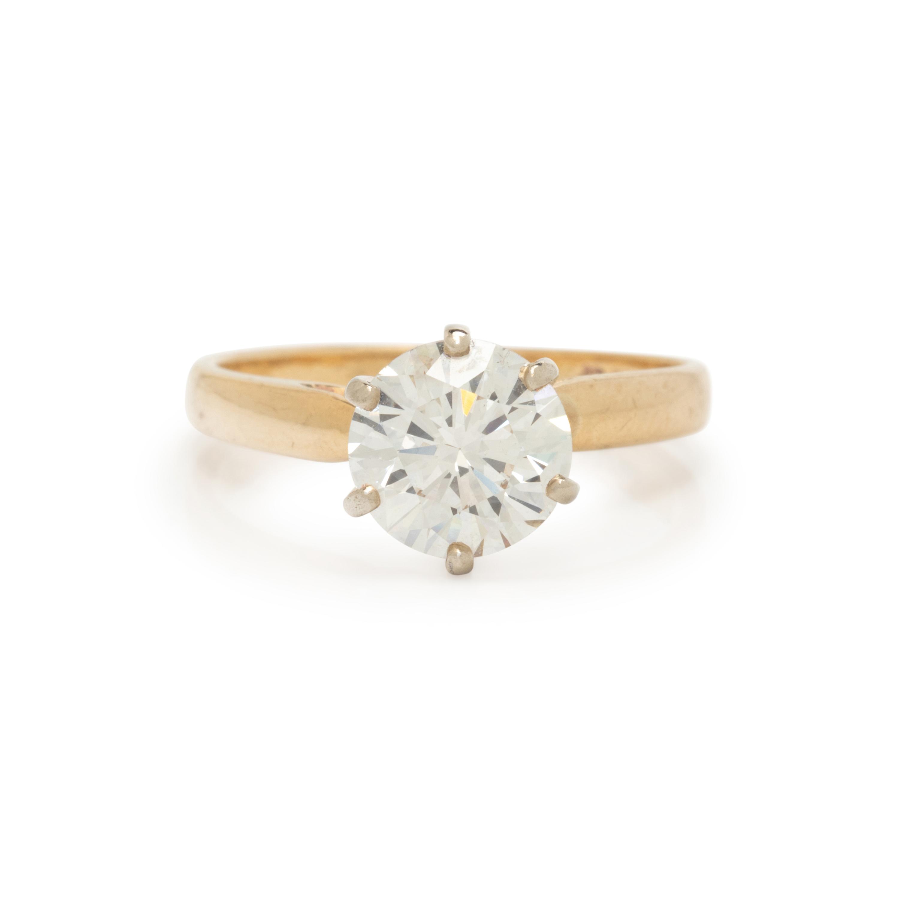 Yellow Gold and Diamond Solitaire Ring