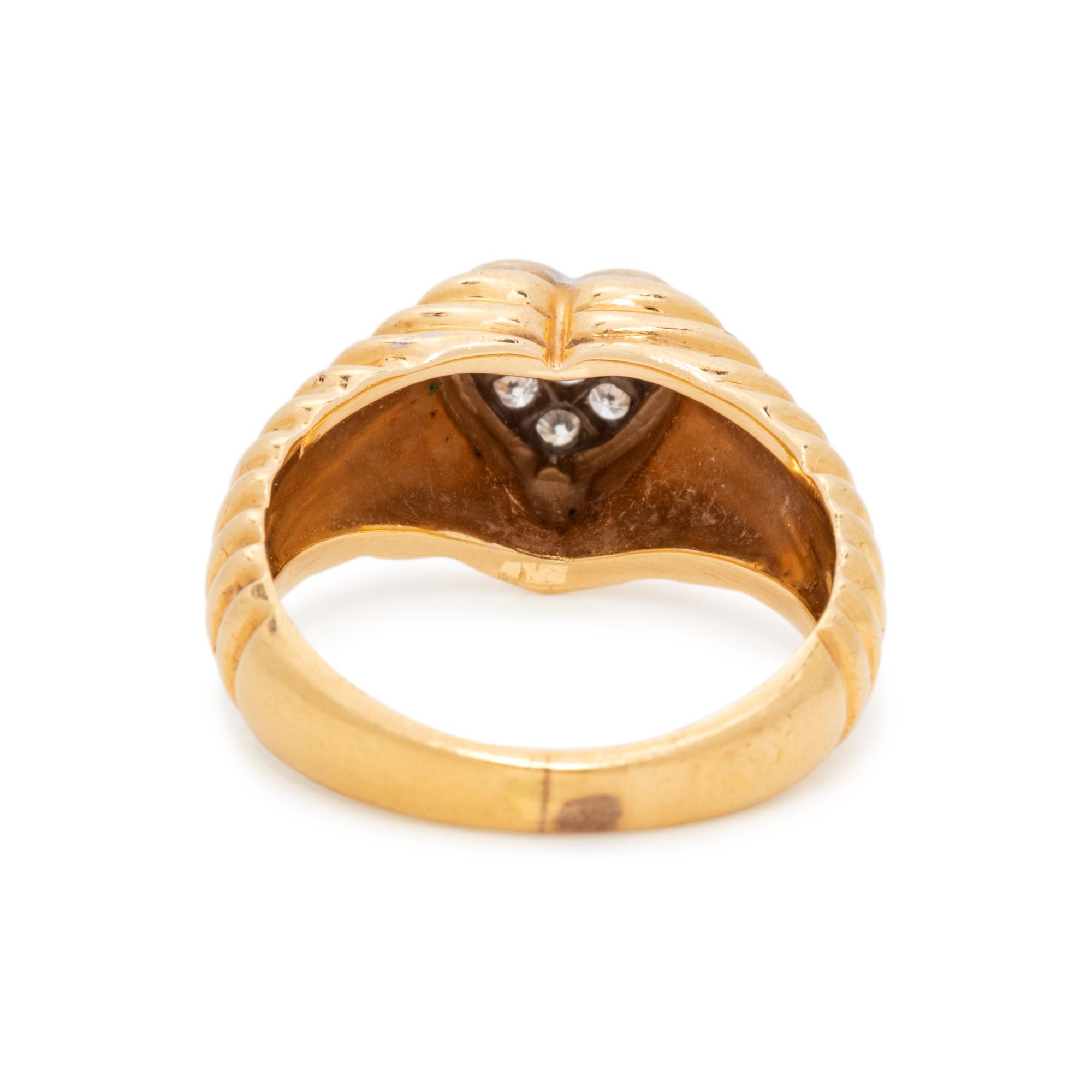 YELLOW GOLD AND DIAMOND HEART RING