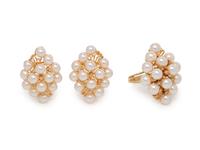 CULTURED PEARL AND DIAMOND SET