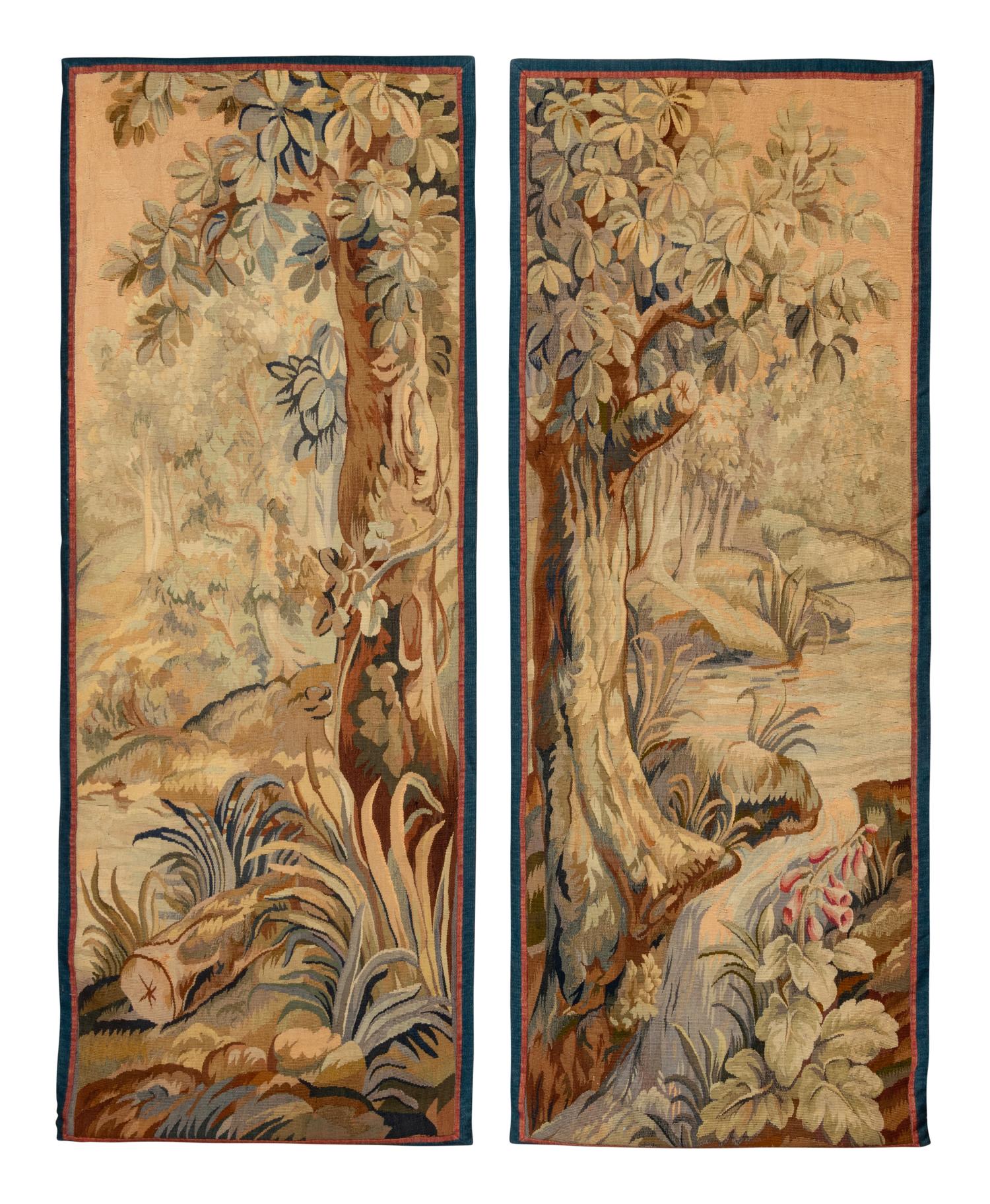 A Pair of Aubusson Wool Tapestry Panels