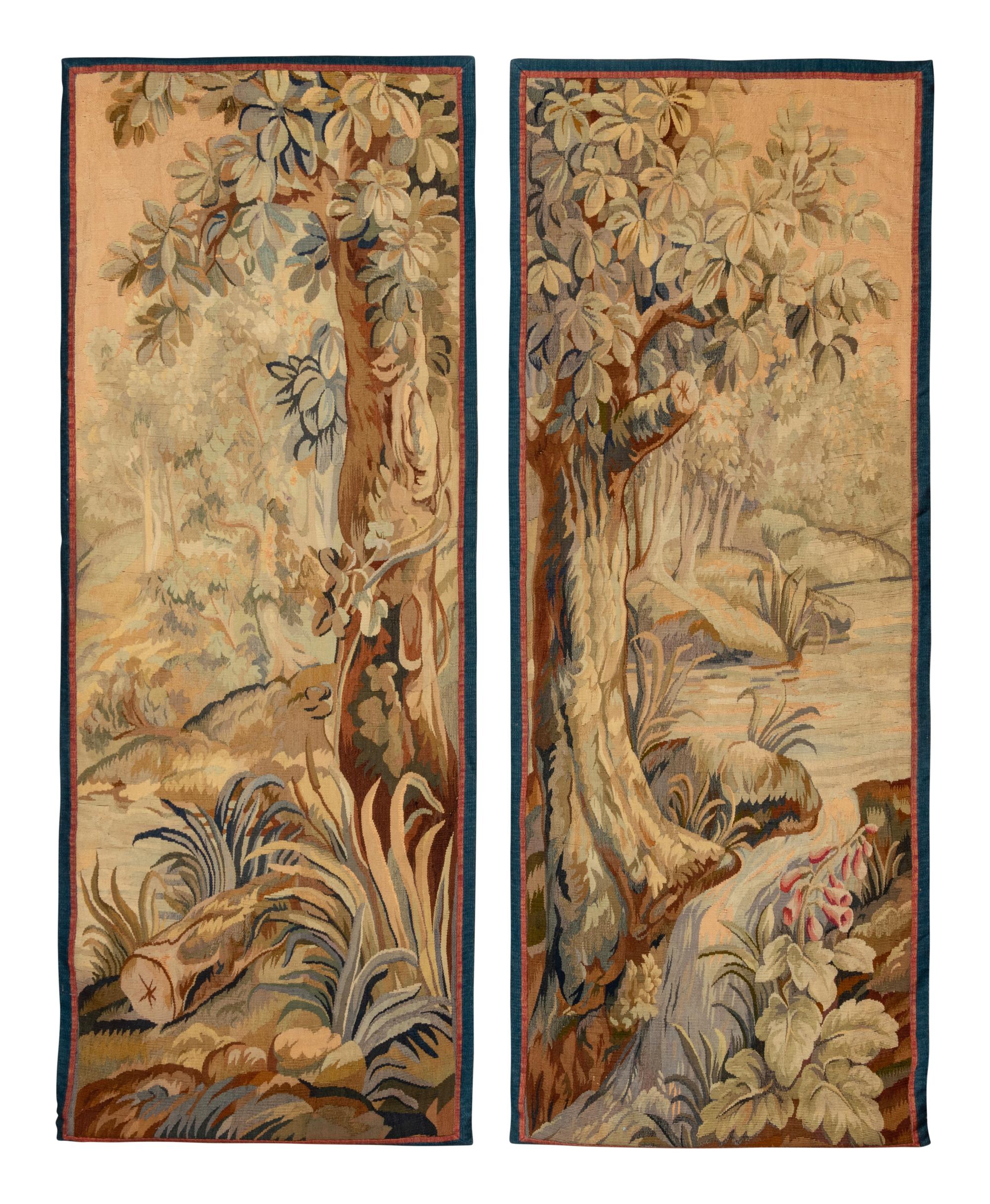 A Pair of Aubusson Wool Tapestry Panels
