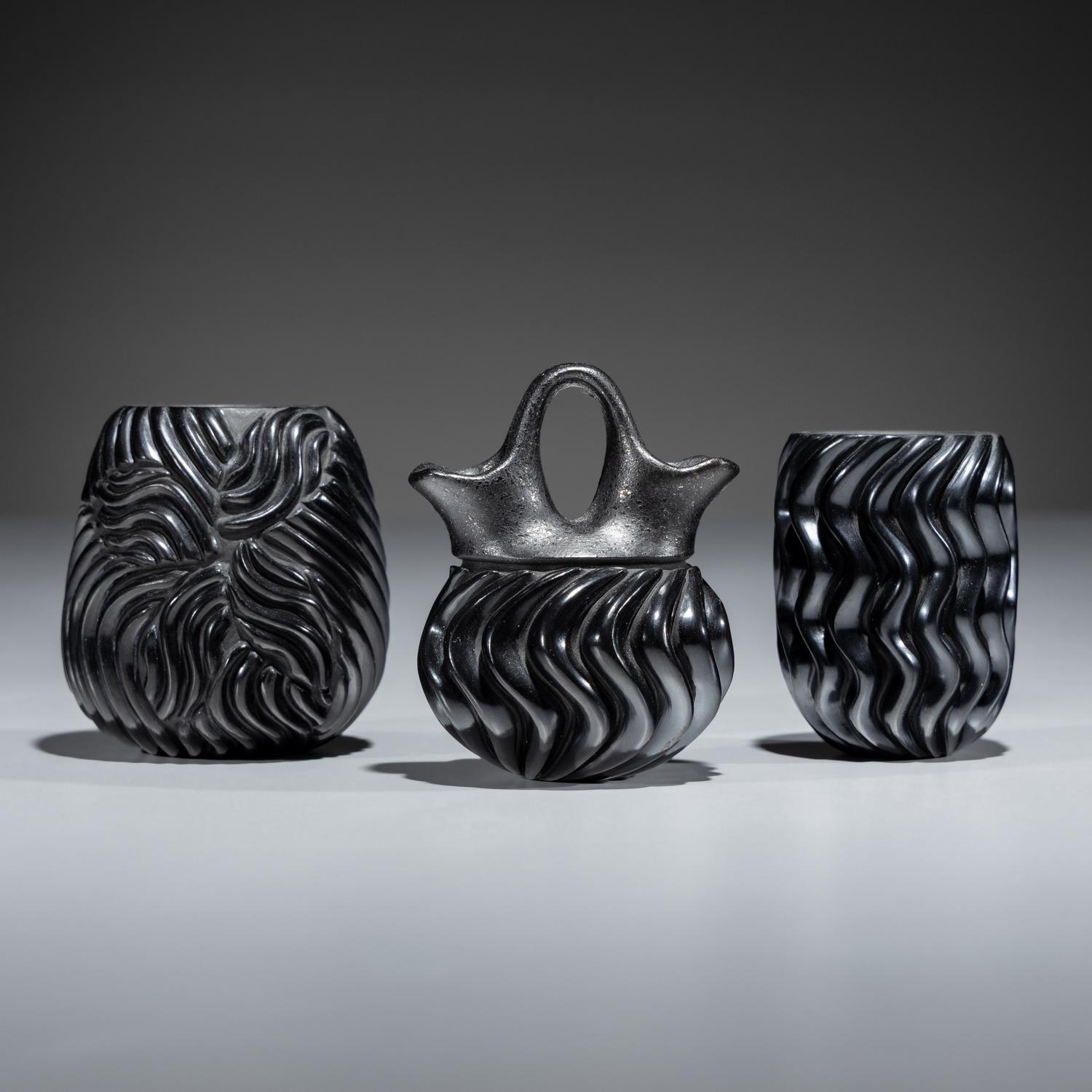 Blackware Ribbed Pottery