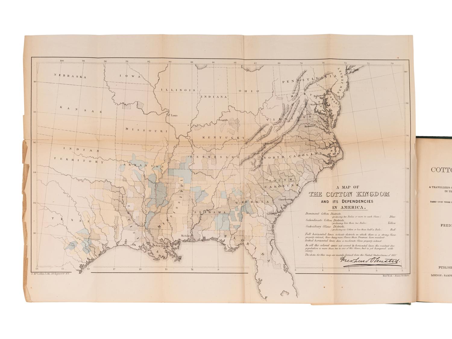 OLMSTED, Frederick Law (1822-1903). The Cotton Kingdom: A Traveller's Observations of Cotton and Slavery in the American Slave States . New York et al: Mason Brothers et al, 1861.