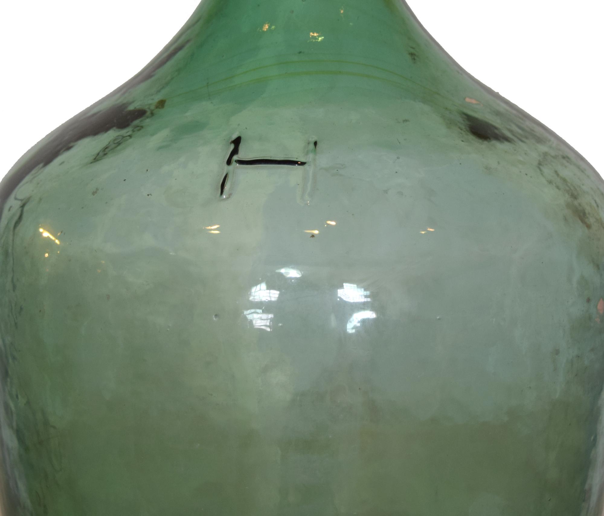 Three Green Glass Wine Bottles 9" W x 9" D x 15.5" H — Argentina, Early 20th Century