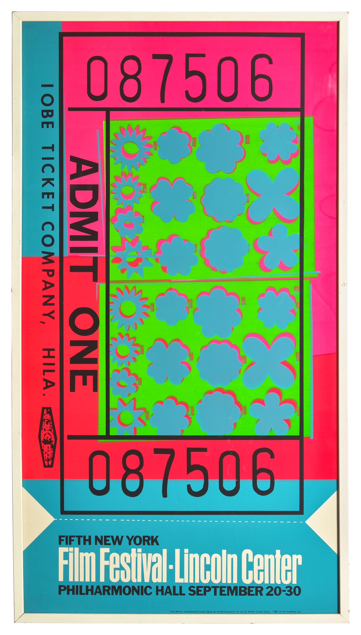[Art] Warhol, Andy. Lincoln Center Ticket