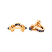 FRENCH, YELLOW GOLD AND SAPPHIRE CUFFLINKS