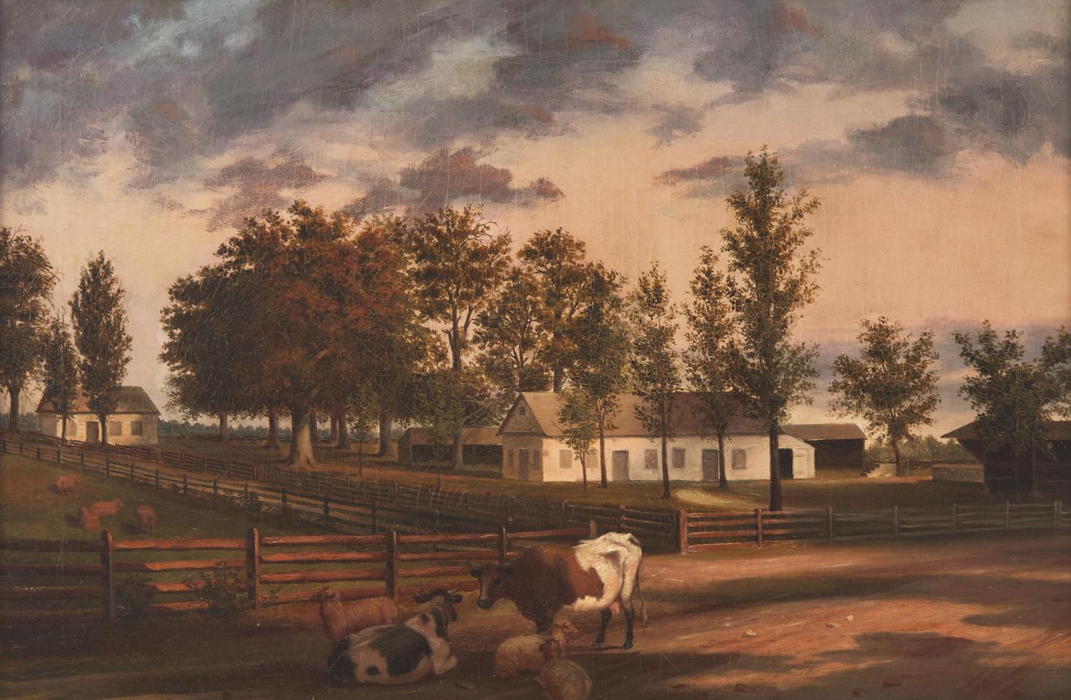 Attributed To John Archibald Woodside (1781-1852), Delaware Valley Farm Scene With Quaker Meeting House
