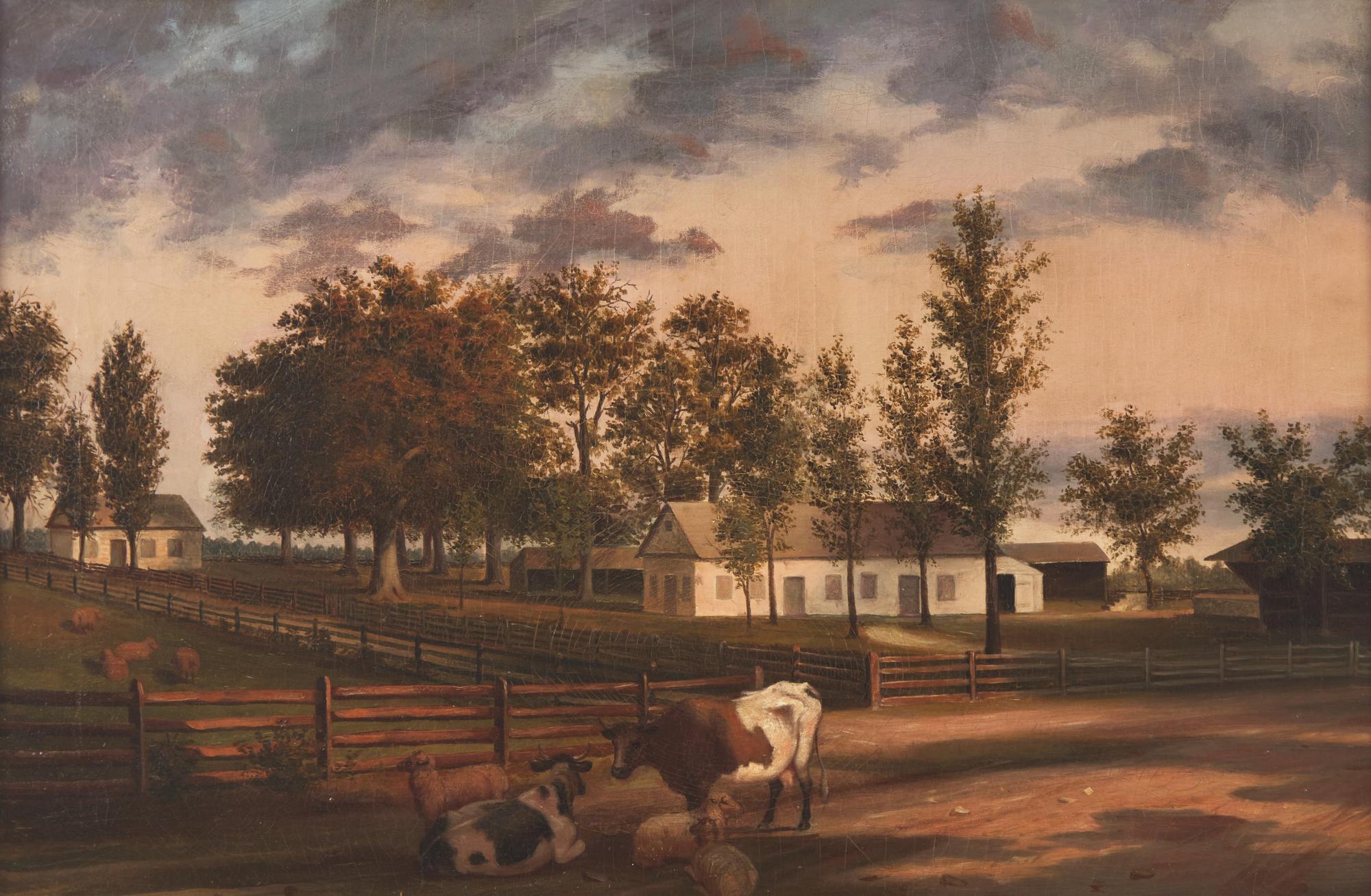 Attributed To John Archibald Woodside (1781-1852), Delaware Valley Farm Scene With Quaker Meeting House