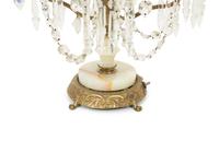 A Pair of Gilt Metal, Onyx, and Cut Glass Four Light Girandoles
