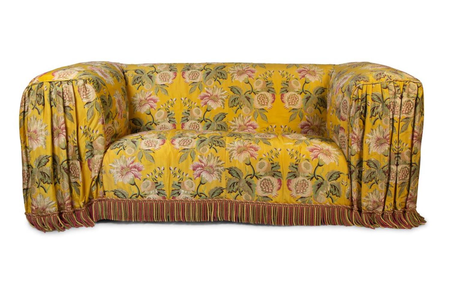 A Pair of Silk Upholstered Couches — 20TH CENTURY