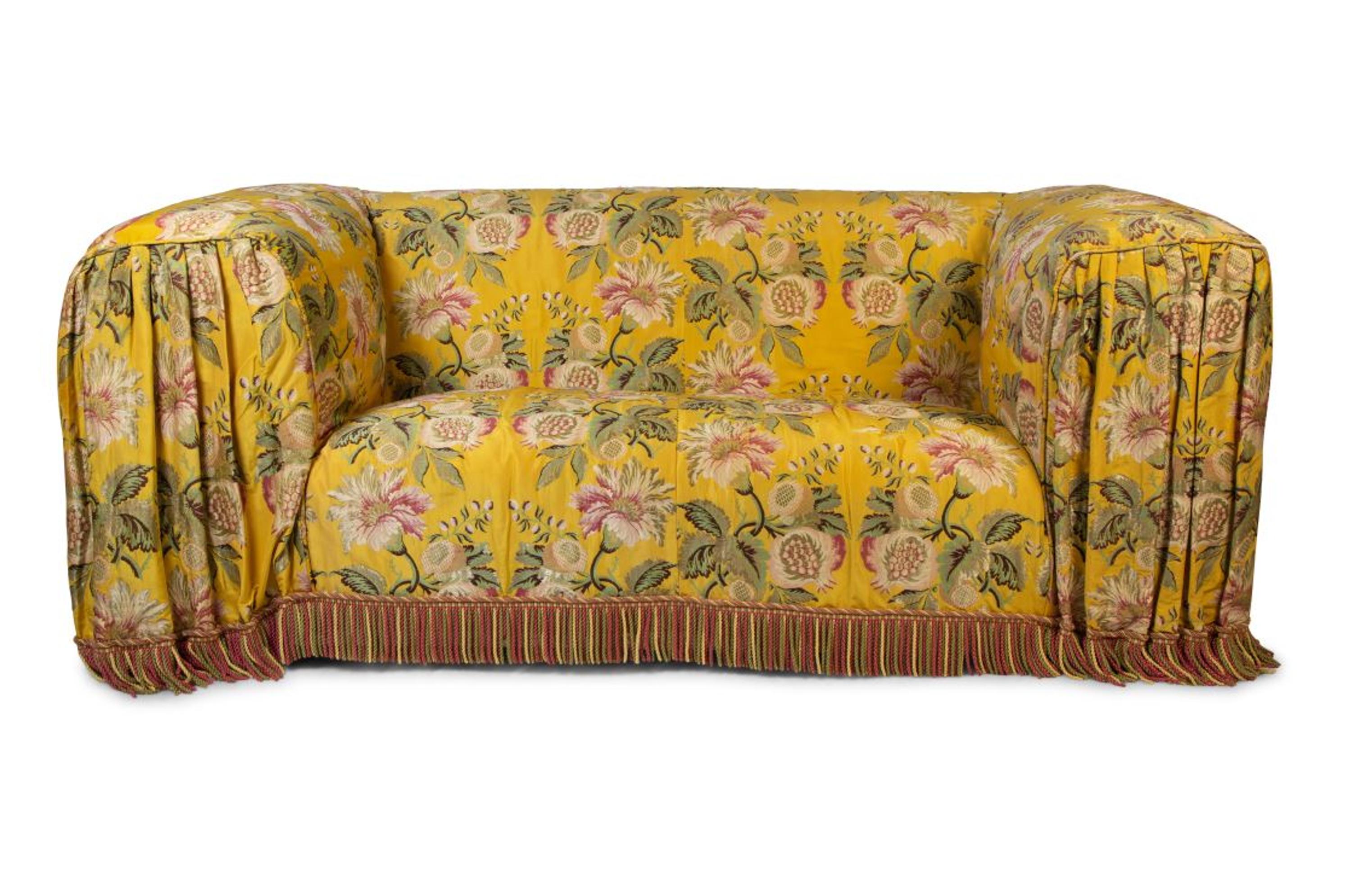 A Pair of Silk Upholstered Couches — 20TH CENTURY