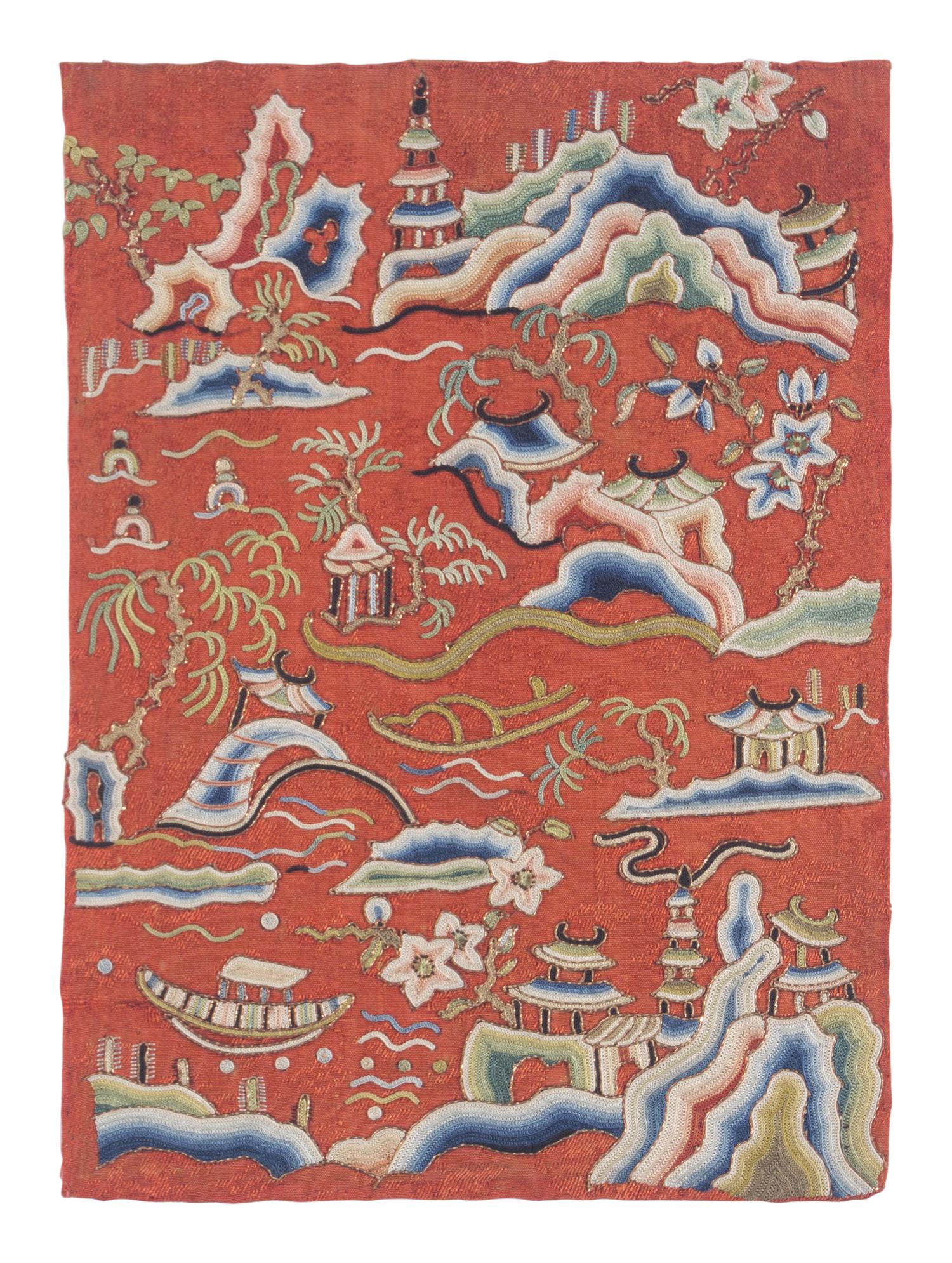 A Group of 11 Chinese Embroidered Silk Articles
