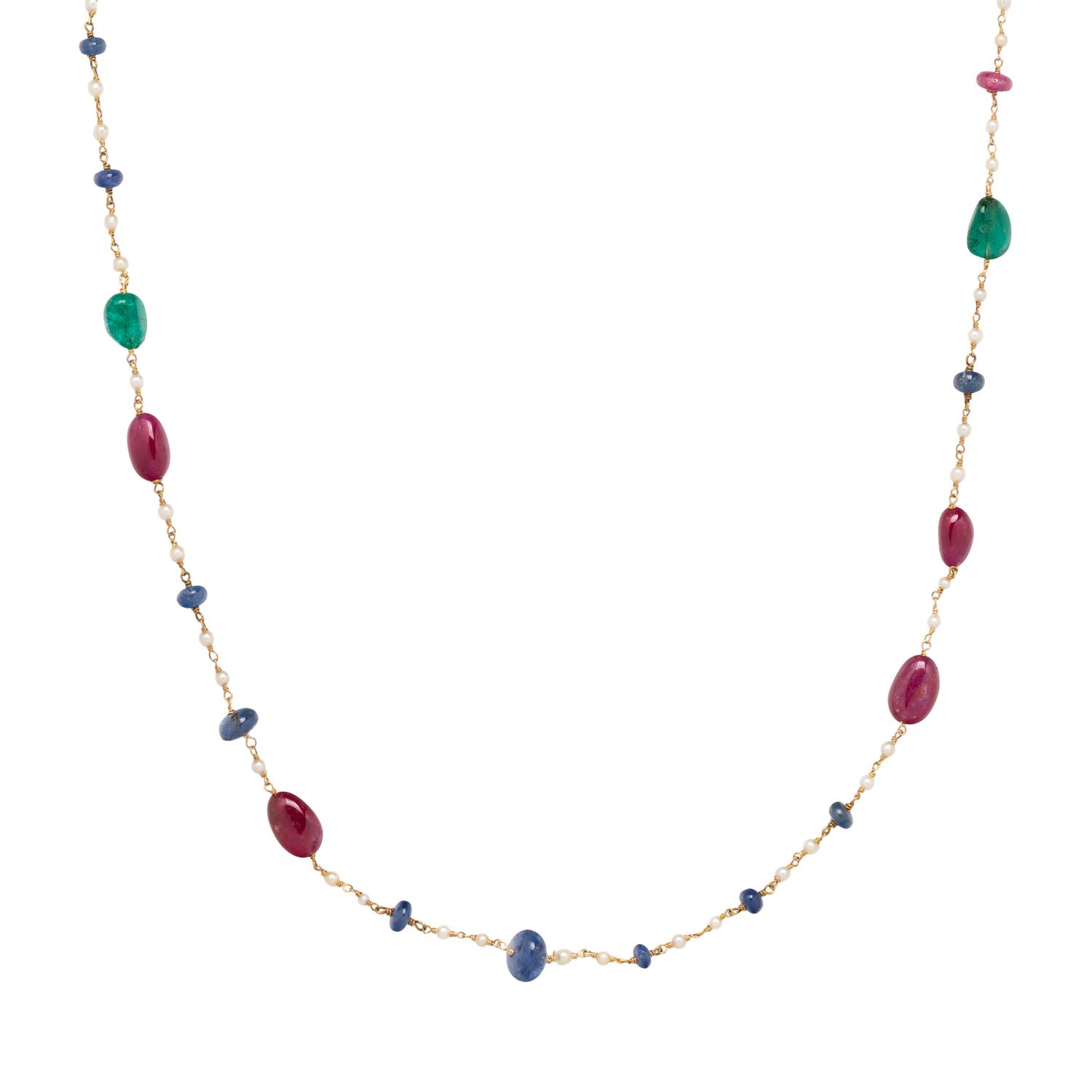 MULTIGEM AND CULTURED PEARL NECKLACE