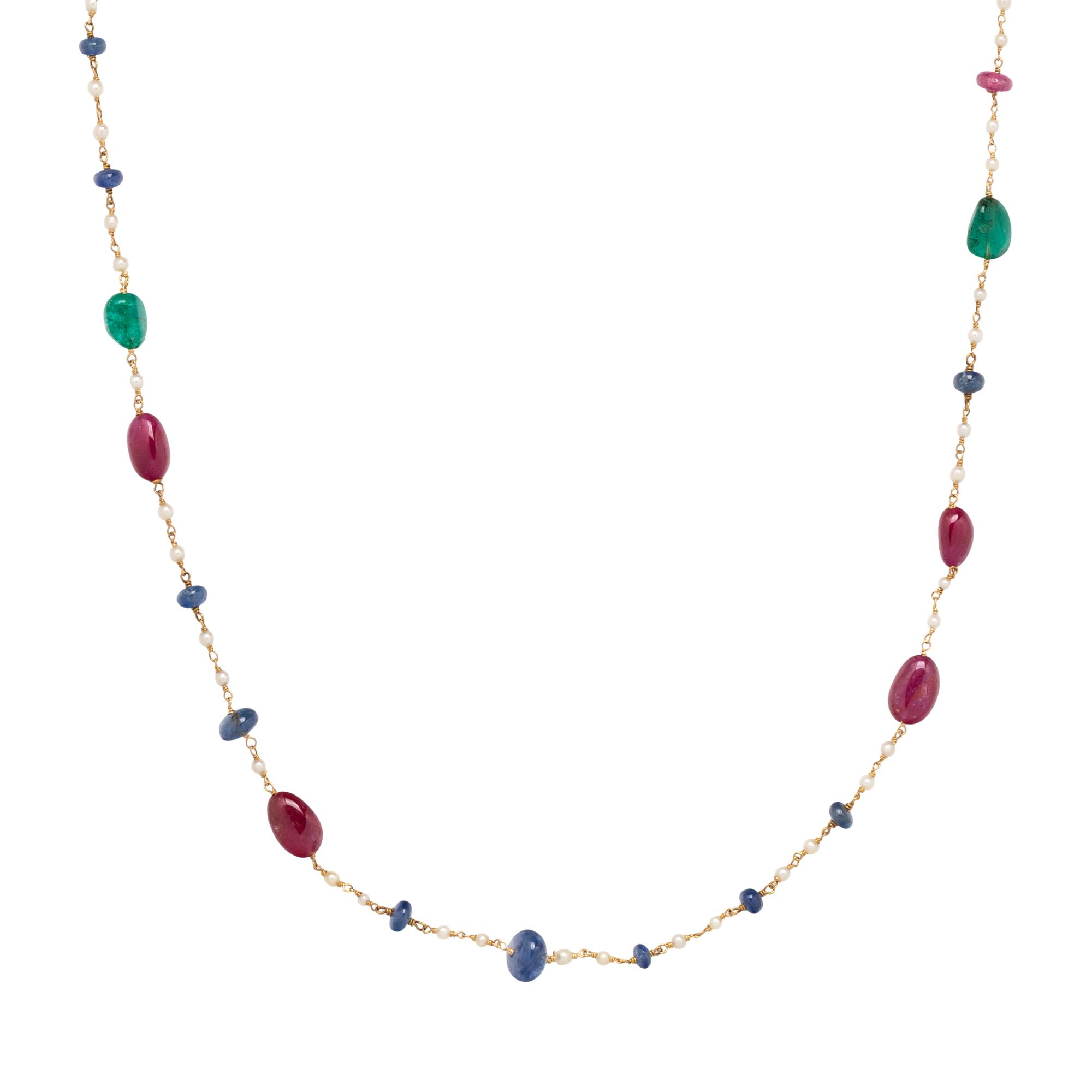 MULTIGEM AND CULTURED PEARL NECKLACE