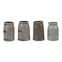 Four Cobalt Decorated Stoneware Jars