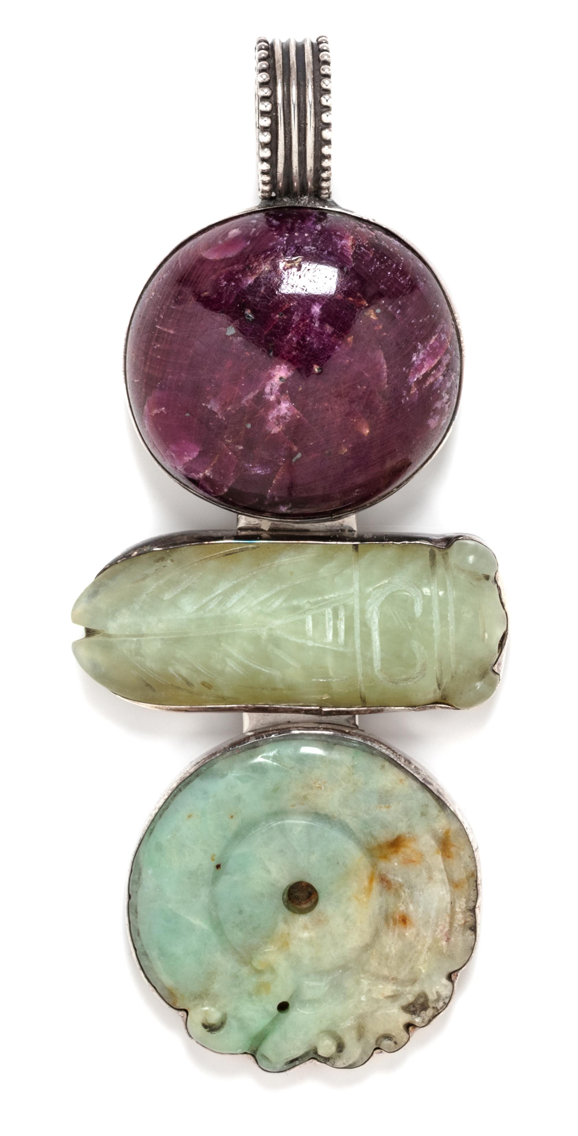 A Sterling Silver, Ruby, Jade and Hardstone 'Bless Our Earth' Pendant, Rebecca Collins, 101.40 dwts.