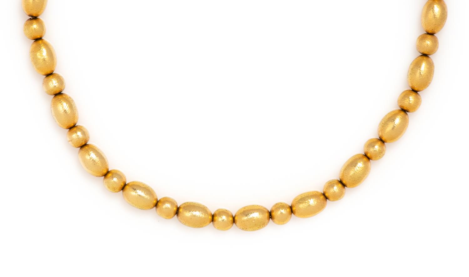 YELLOW GOLD BEAD NECKLACE