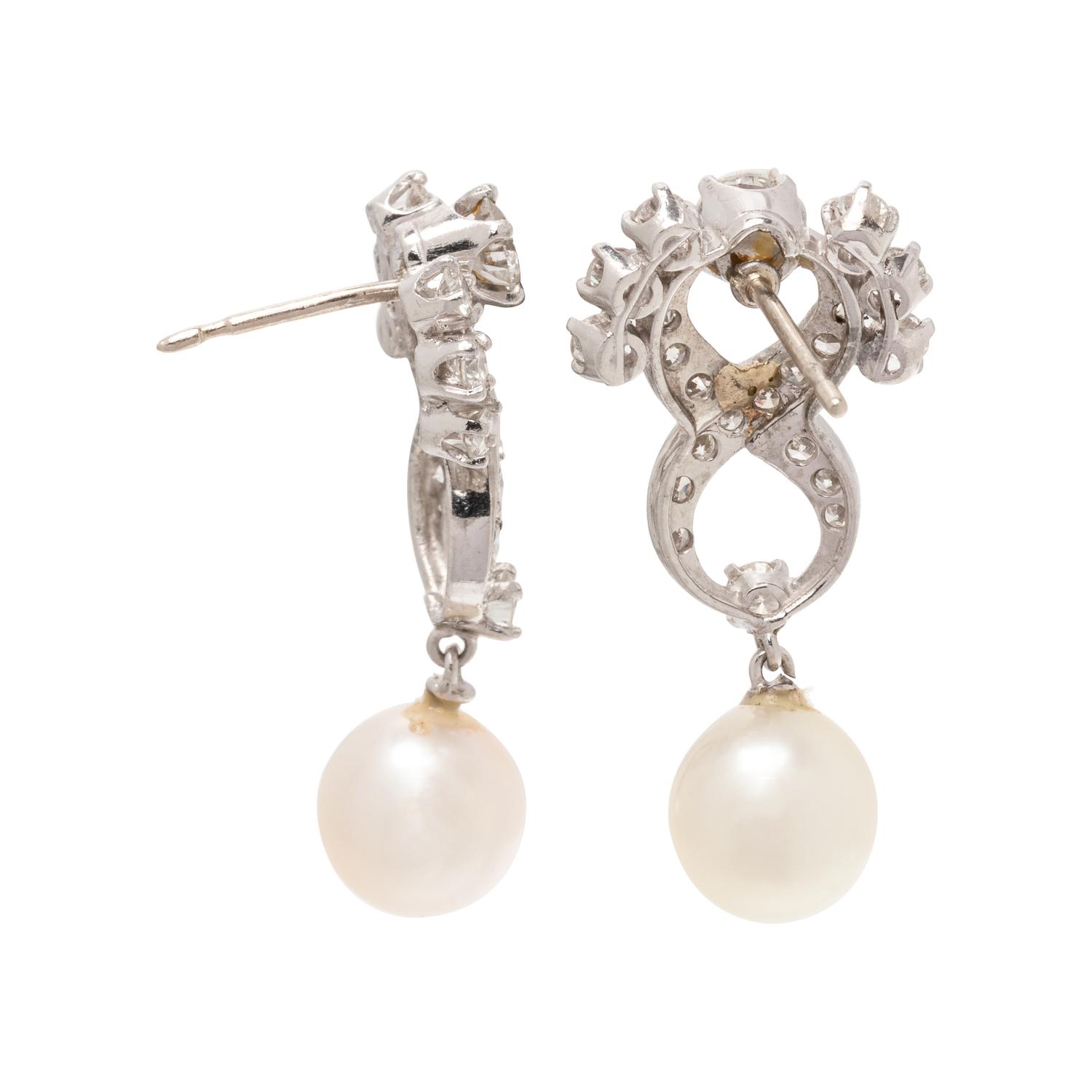 DIAMOND AND CULTURED PEARL EARRINGS