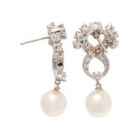 DIAMOND AND CULTURED PEARL EARRINGS