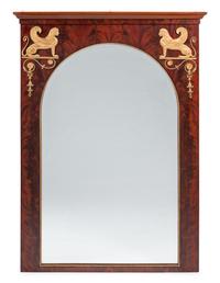 An Empire Style Gilt Metal Mounted Mahogany Mirror