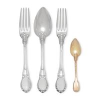 A Collection of French Silver Flatware Articles