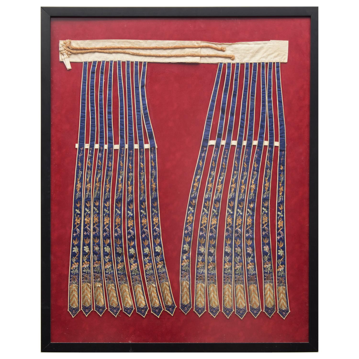 Two Chinese Silk 'Apron' Skirts and a Set of Skirt Ornaments, 19th-Early 20th Century 馬面裙兩件及裙飾一套