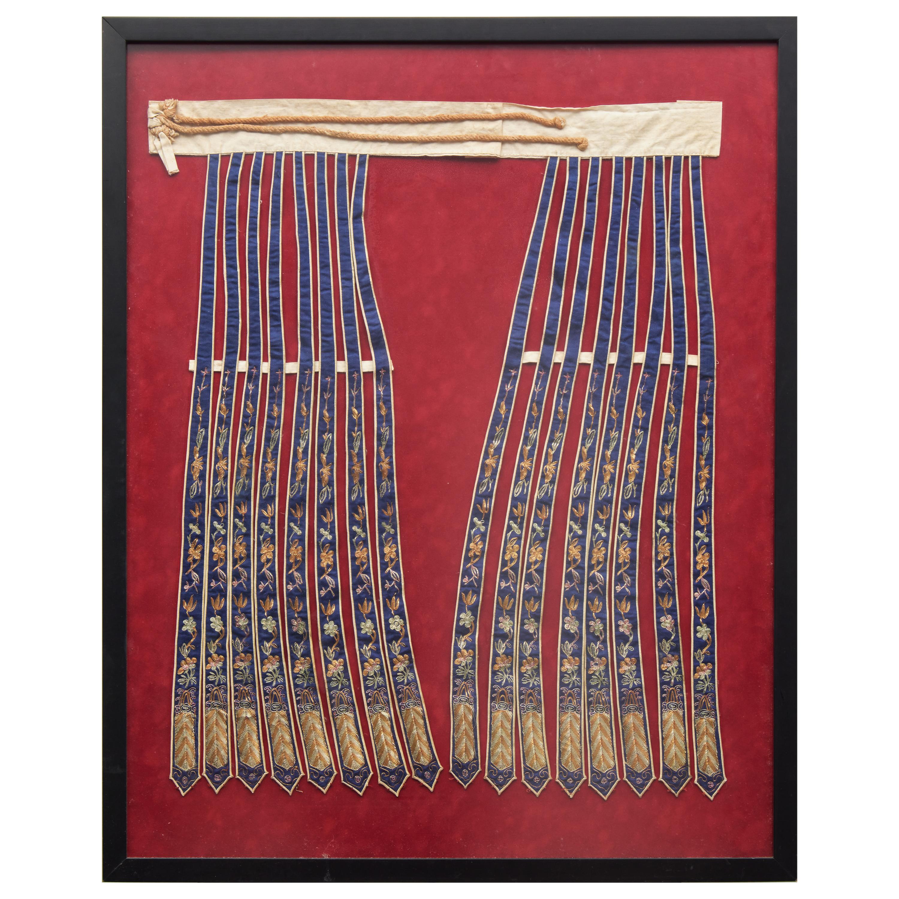 Two Chinese Silk 'Apron' Skirts and a Set of Skirt Ornaments, 19th-Early 20th Century 馬面裙兩件及裙飾一套