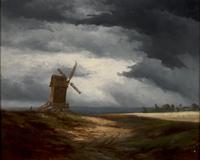 Georges Michel (French, 1763-1843) — Landscape with Miller and Approaching Storm